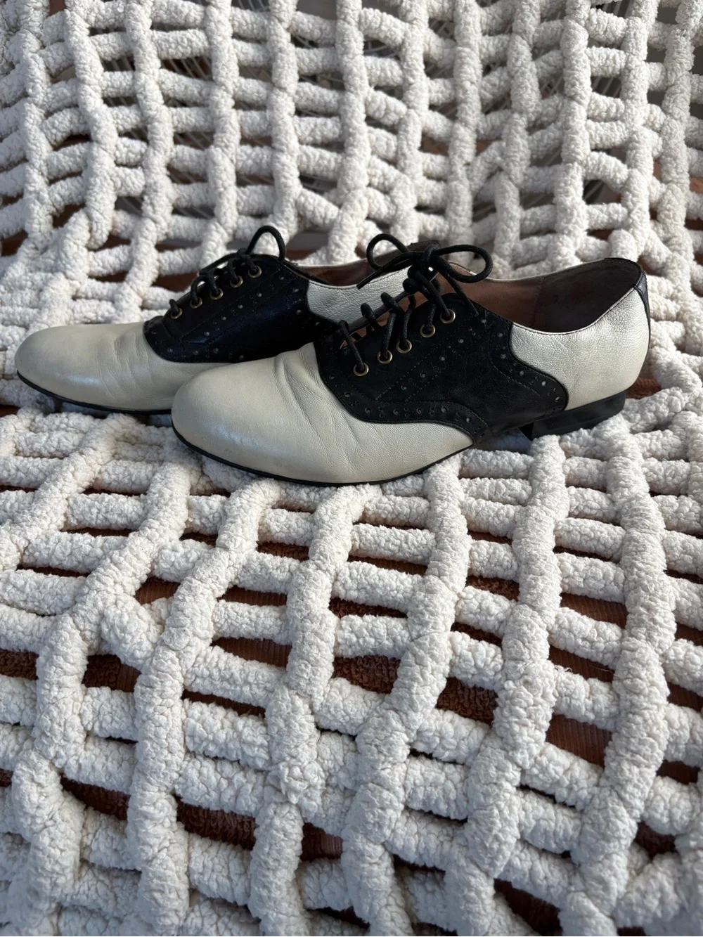 Black and White Saddle Oxfords - Two Tone Lace-Up Shoes